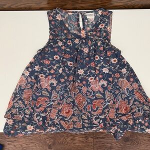 Knox Rose Navy Floral Mesh Top